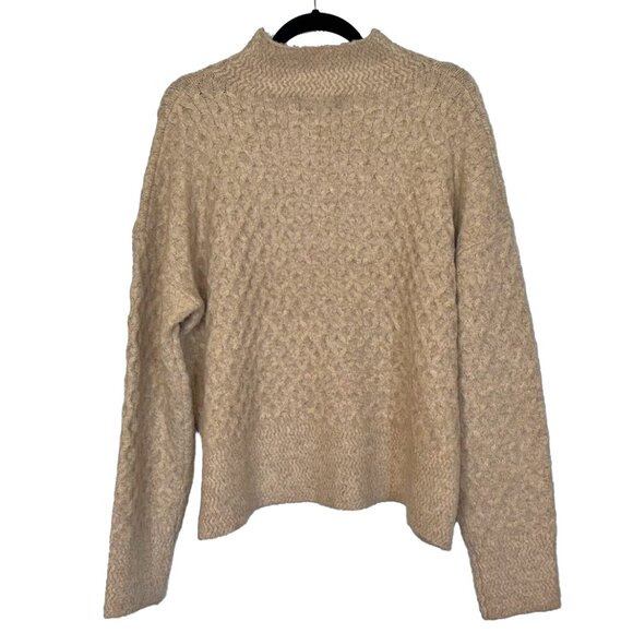 Kut From The Kloth Adah Oatmeal / Tan Waffle Weave Mock Turtleneck - Sz L - NWT - Picture 3 of 6